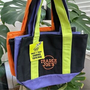 Trader Joe's Mini Canvas Tote Bag Halloween Edition Set of 4